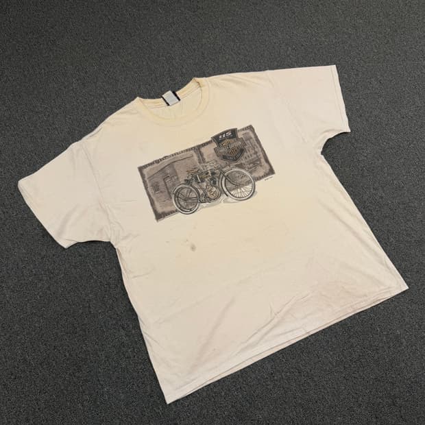 L) 할리데이비슨 빈티지 캐나다 독수리 프린팅 반팔 티셔츠