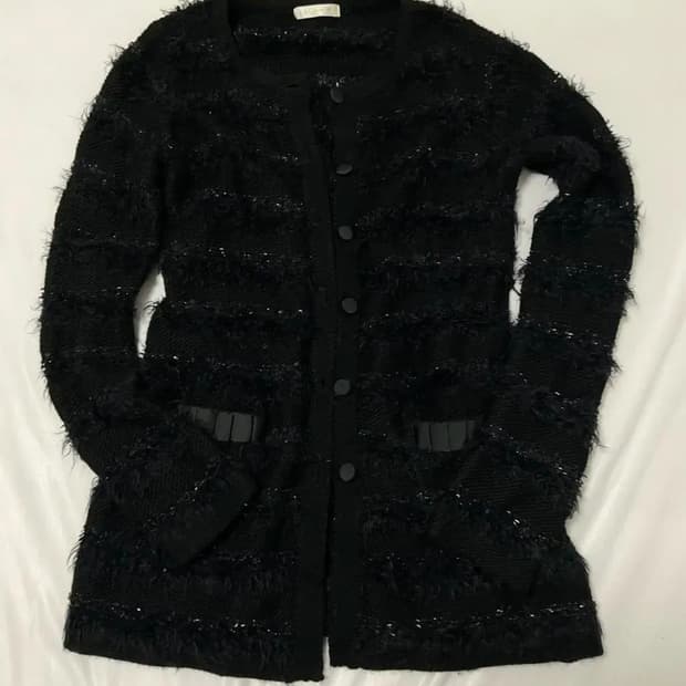 일본 빈티지 니트 가디건 원피스 시크 블랙