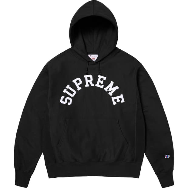 슈프림 x 챔피온 후드 스웨트셔츠 블랙 - 25SS M