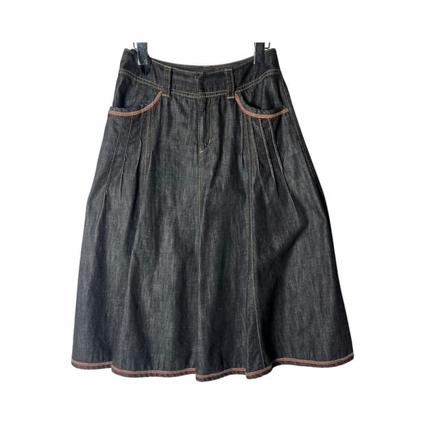 [Sonia Rykiel] 소니아리키엘 플리츠 데님 미디스커트