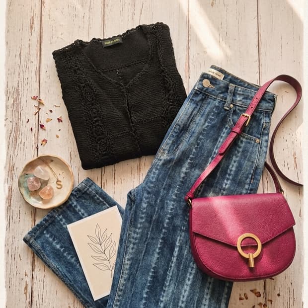 산드로(SANDRO) 정품 레이저 스트라이프 와이드 데님 팬츠 (36사이