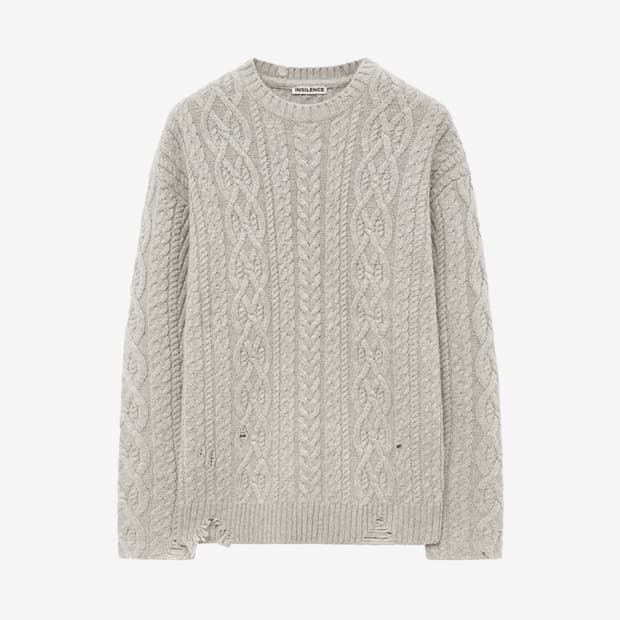 인사일런스 디스트레스드 케이블 니트 OATMEAL L사이즈