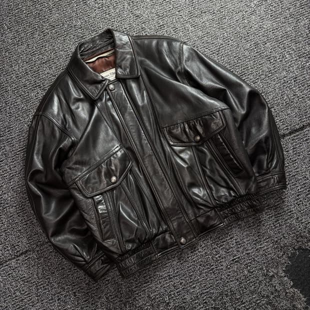 빈티지 아카이브 램스킨 크롭 봄버 자켓 3680