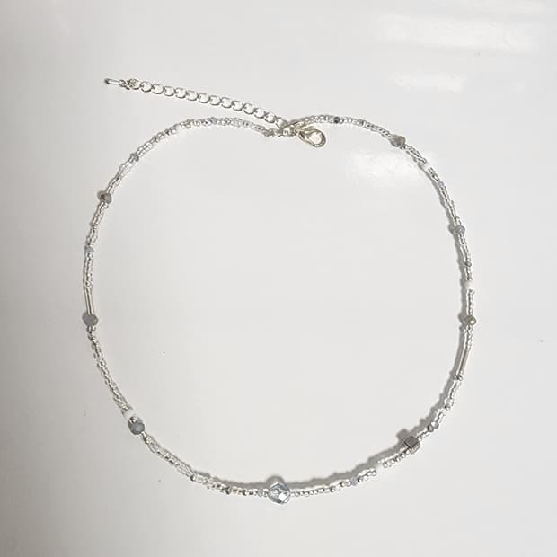 여자 블루 실버 초커목걸이