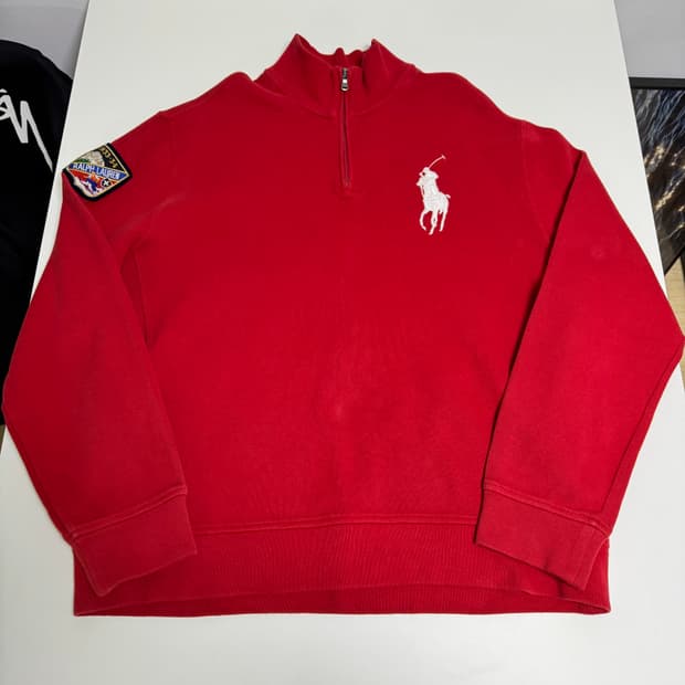 폴로 랄프로렌 레드 하프집업 XL