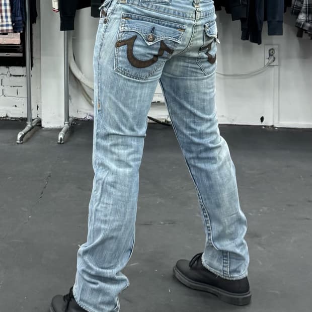 트루릴리전 빅로고 연청 데님