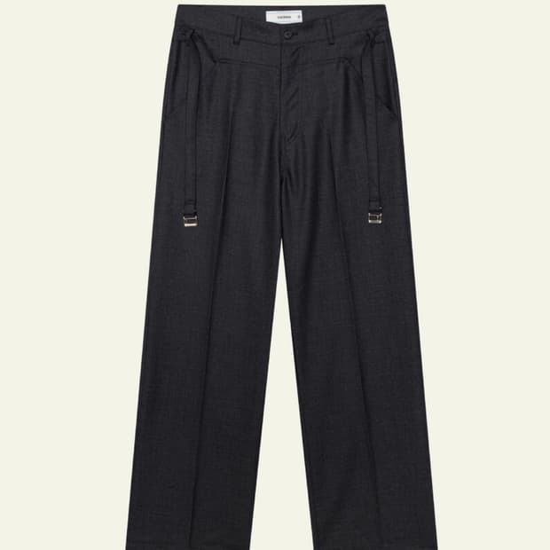 웨이비니스 사이드 버클 포인트 울 슬랙스 차콜 2