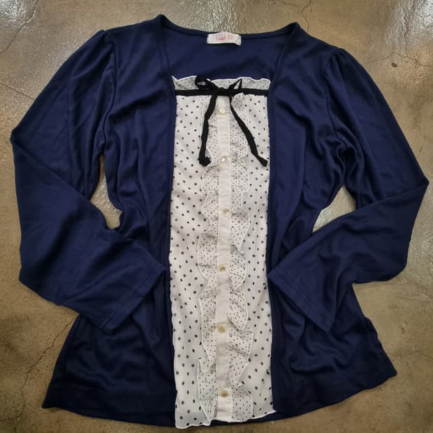 도트 프릴 레이어드 블라우스