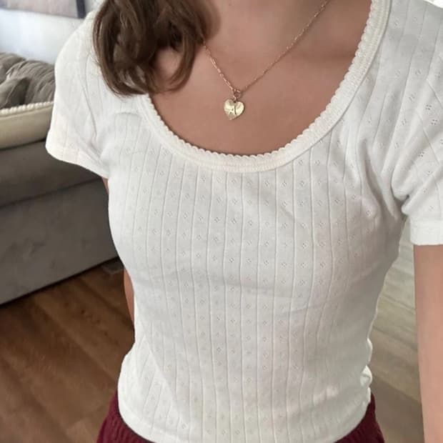 브랜디멜빌 화이트 아일렛 레이스 티셔츠