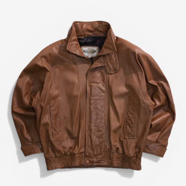O-0318 Sheep skin leather bomber jacket