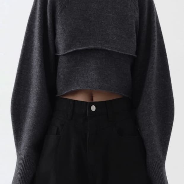 트리밍버드 레이어드 폴라니트 블루그레이