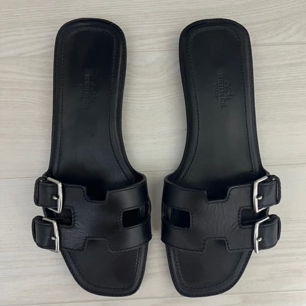 Hermes 에르메스 37/240 버클 오란 블랙 슬리퍼