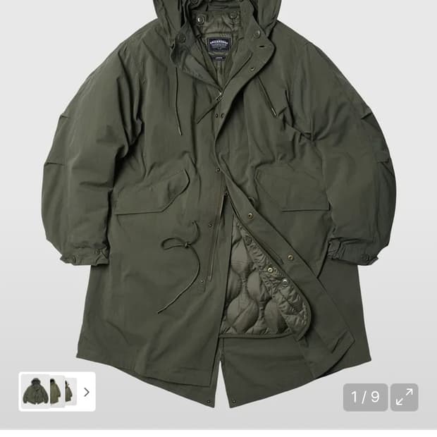 프리즘웍스 m1965 피쉬테일 파카 olive XL