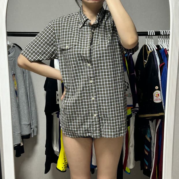 폴로 체크 반팔 셔츠