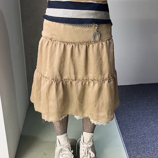 페르 스푹 실키 미디 스커트