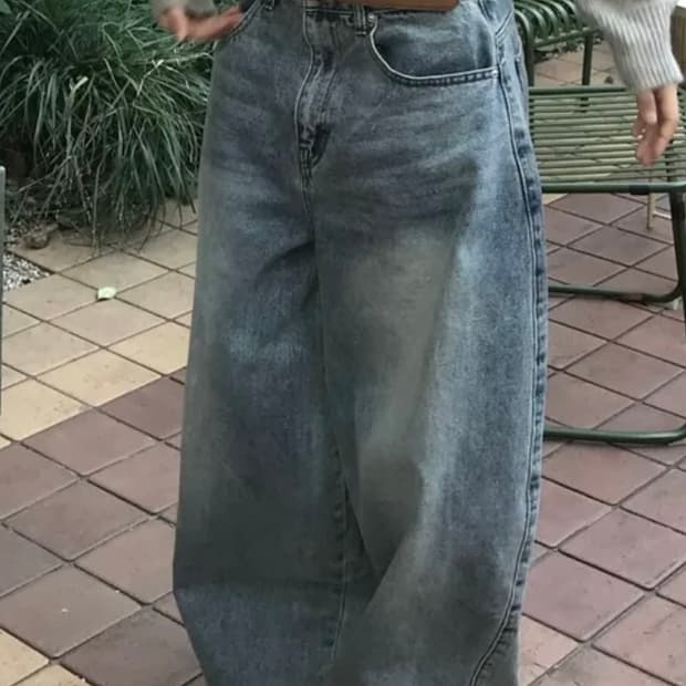 119메이드 벌룬 데님 워싱 와이드팬츠 M 