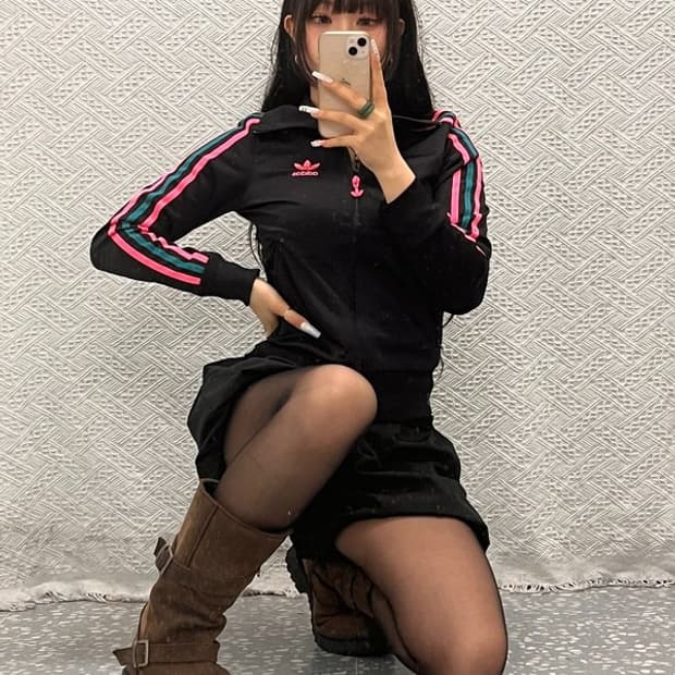 아디다스 Y2K 대장급 스트릿 펑크 키치핑크 져지 집업 85 C10731