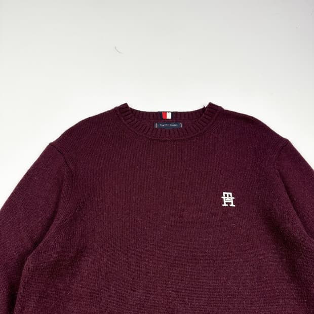 타미힐피거 플래그 TH 버건디 울니트 (M)