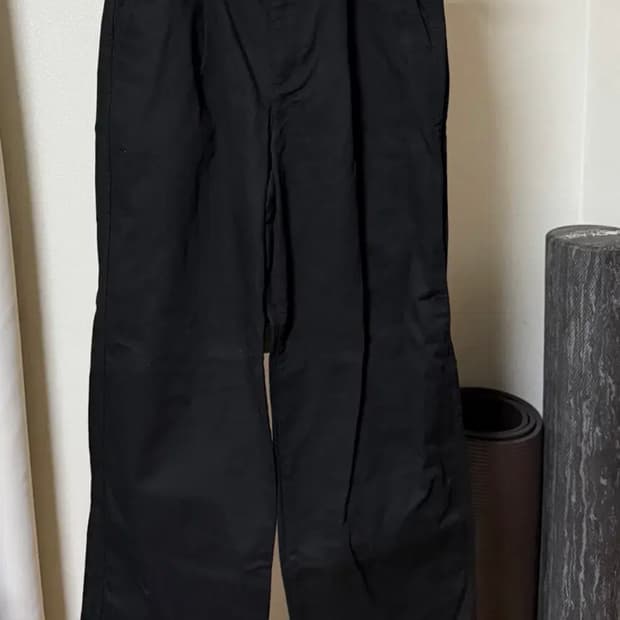 무인양품 여성 블랙 코튼 와이드 팬츠 면바지 (L)m도 맞음