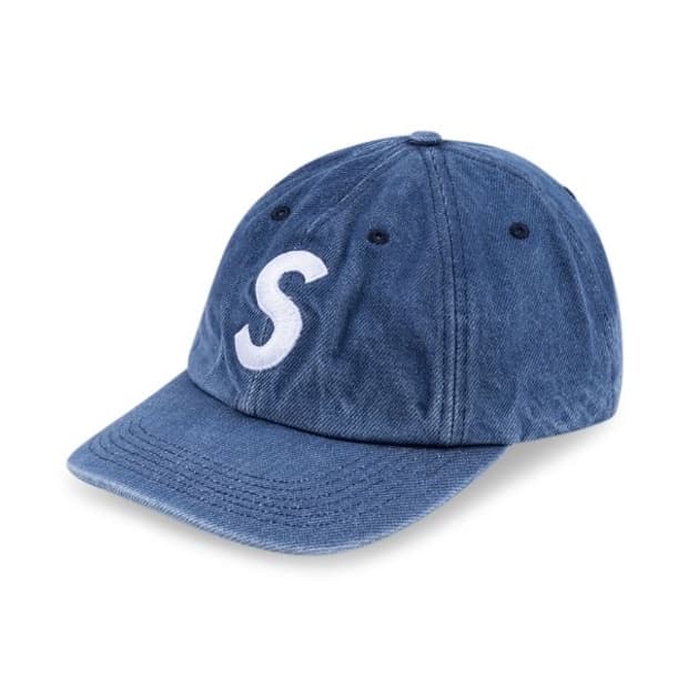슈프림 워시드 데님 s로고 6패널 캡 블루 ss17