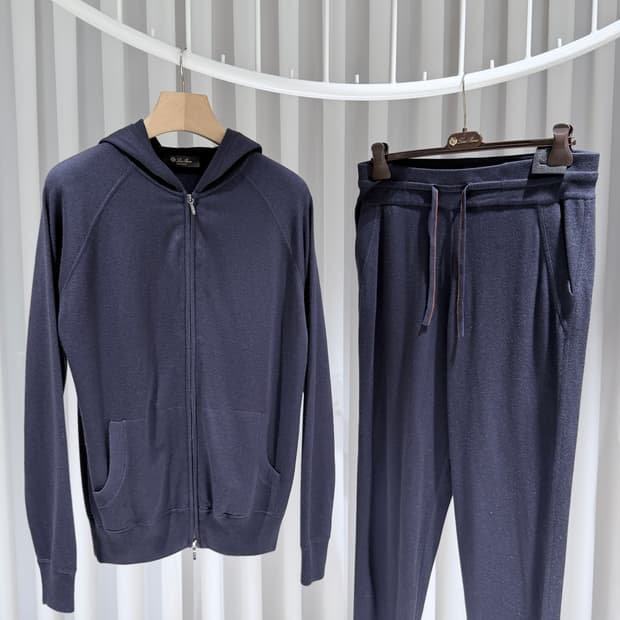 (A+/M) / 로로피아나 실크 캐시미어 네이비 후드집업 팬츠 셋업