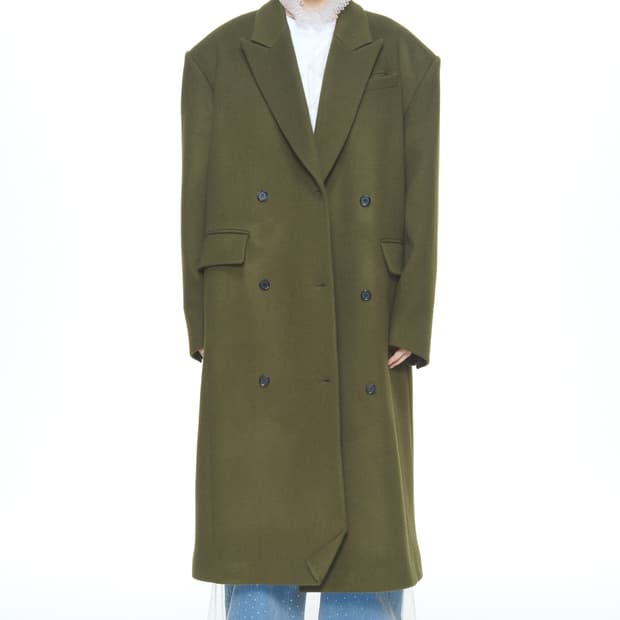 푸쉬버튼 KHAKI DOUBLE BREASTED OVERSIZE COAT