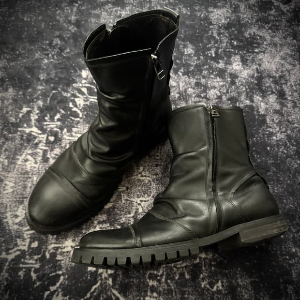 tete homme Crinkle Leather SideZip Boots