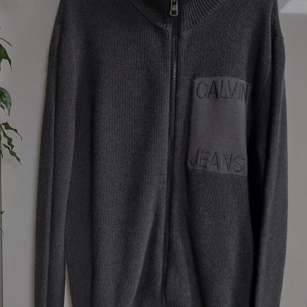 캘빈클라인진  니트집업자켓