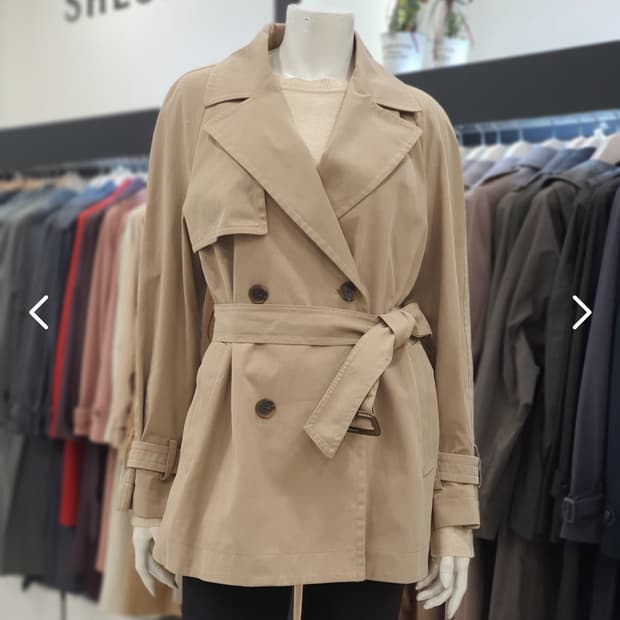 쉬즈미스 더블버튼 벨티드 트렌치코트 베이지 (55)