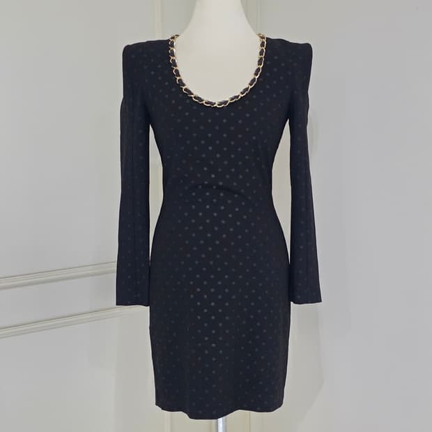 Gemini&Joo 뉴욕미국빈티지) 블랙 도트 고급 레이스 세미원피스