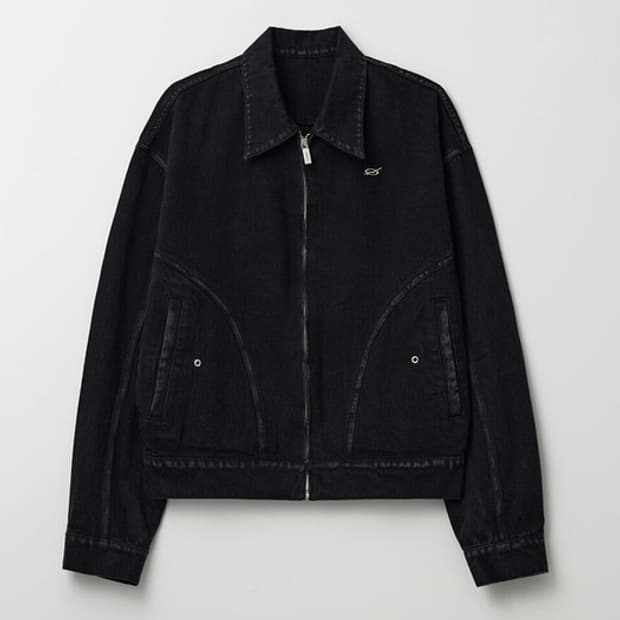 (M) 51 percent bulky denim zipper jacket