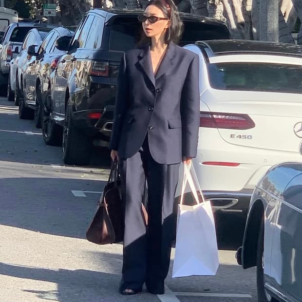 파르벵 울 실크팬츠 네이비s