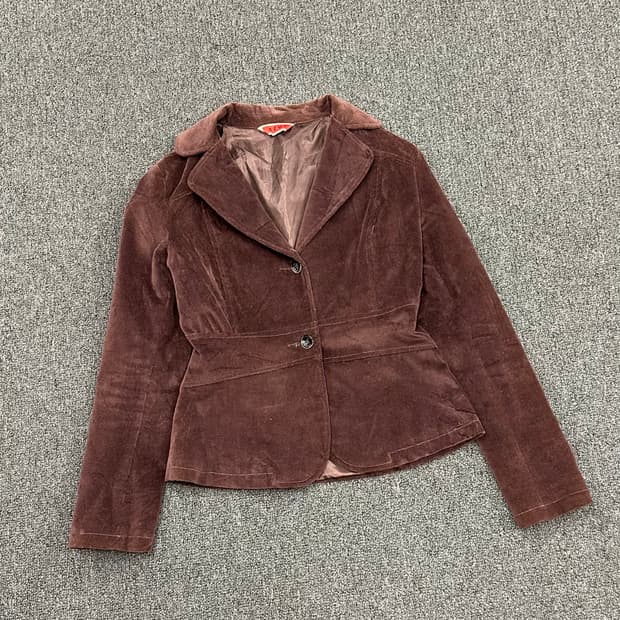 OS)Japanese vintage 여성 브라운 스웨이드 블레이저