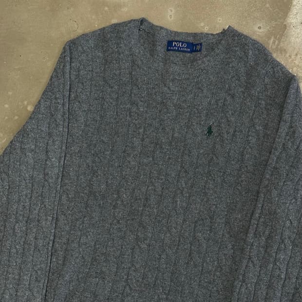 폴로랄프로렌 그레이 메리노 울 케이블 니트
