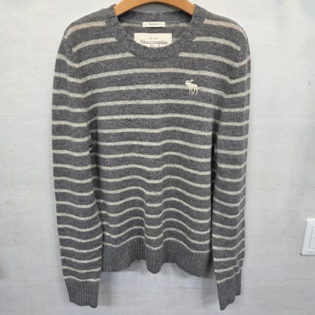 아베크롬비 무스 자수로고 스트라이프 니트 m 머슬핏 