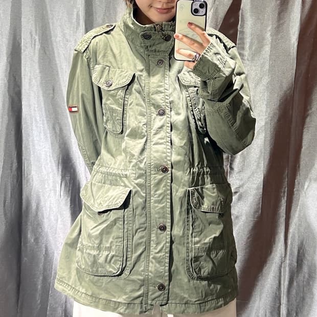 XL 타미힐피거 아메리칸 4포켓 패치로고 카키 야상