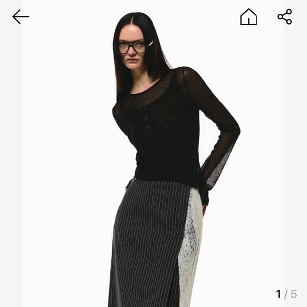  SHEER DOUBLE LAYERED TOP [BLACK]