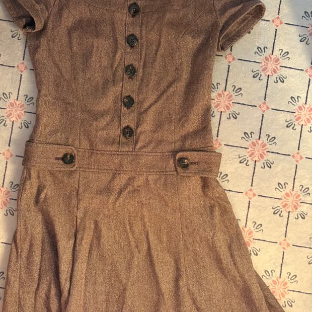 빈티지 모직 반팔 미디 원피스 indivi