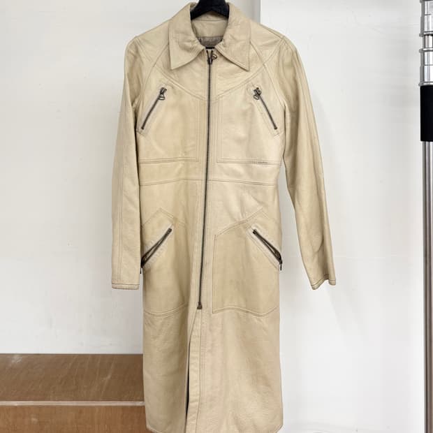 랑방 옐로우 2003fw 고트레더 롱코트