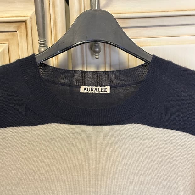 오라리 스트라이프 울 캐시미어 니트