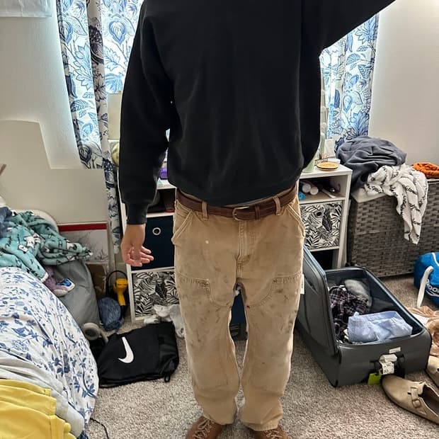 칼하트 브라운 더블니 카펜터 팬츠 B01BRN