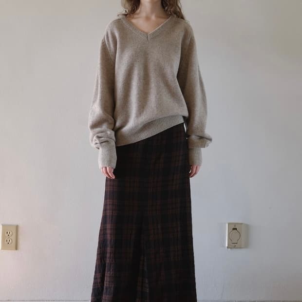 비아플레인 체크 롱 스커트 2사이즈