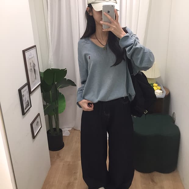 공용 폴로V넥 니트 95~100