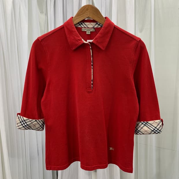 버버리 BURBERRY 7부 롤업 소매 카라티 1689