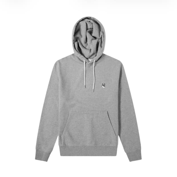 메종 키츠네 그레이 폭스 헤드 패치 후드티 xxl