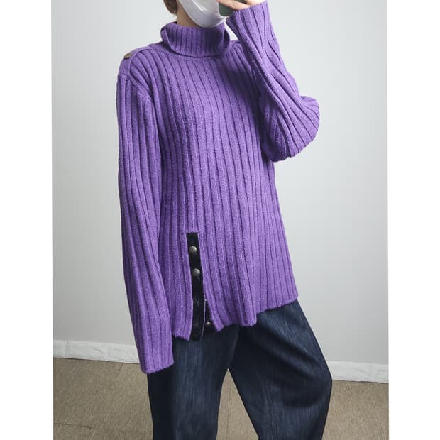 골지 트임 롱 니트