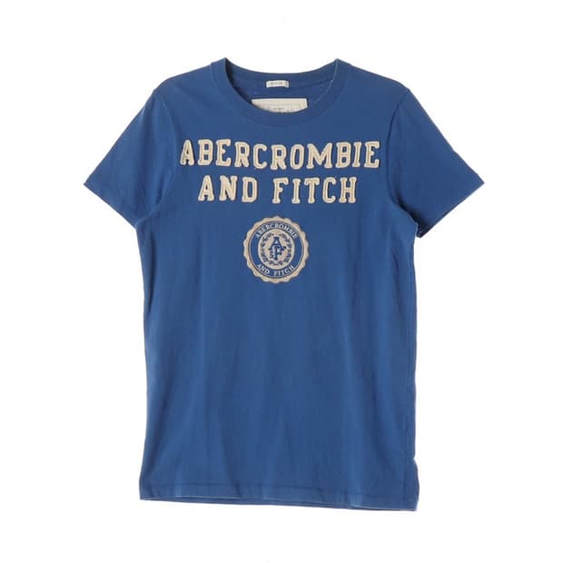 아베크롬비 블루 아플리케 로고 반팔티 S