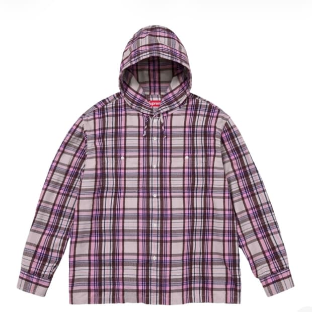 슈프림 프린티드 후드 플란넬 셔츠 핑크 - 24SS