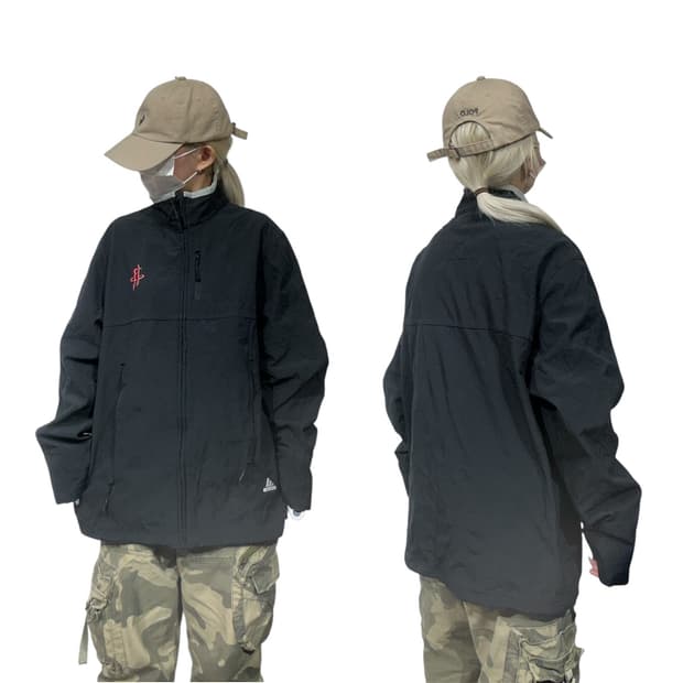 아디다스 블랙 기모 로고 바람막이 자켓 S