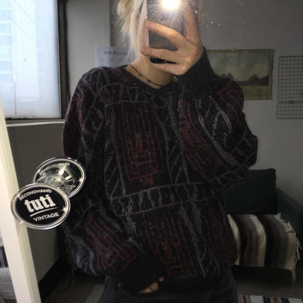 투티/ 0148 Giorgio danieli 빈티지 블랙 레드 니트